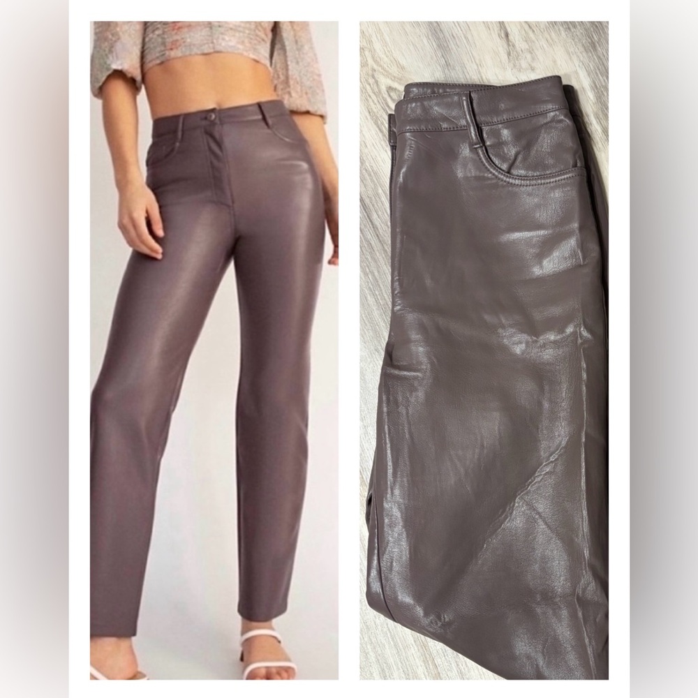 Aritzia Wilfred Melina Ankle Vegan Leather Pant - Plum